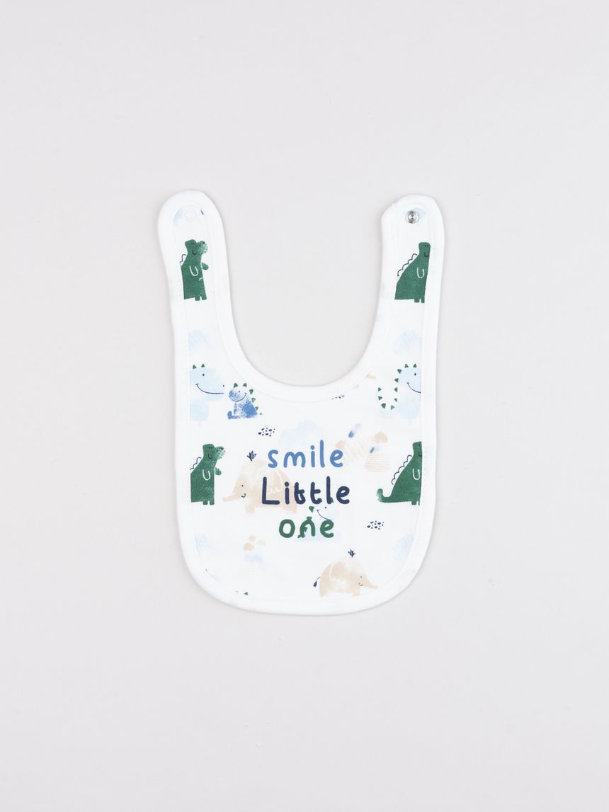 Bavaglino neonato in cotone bianco "smile little one"