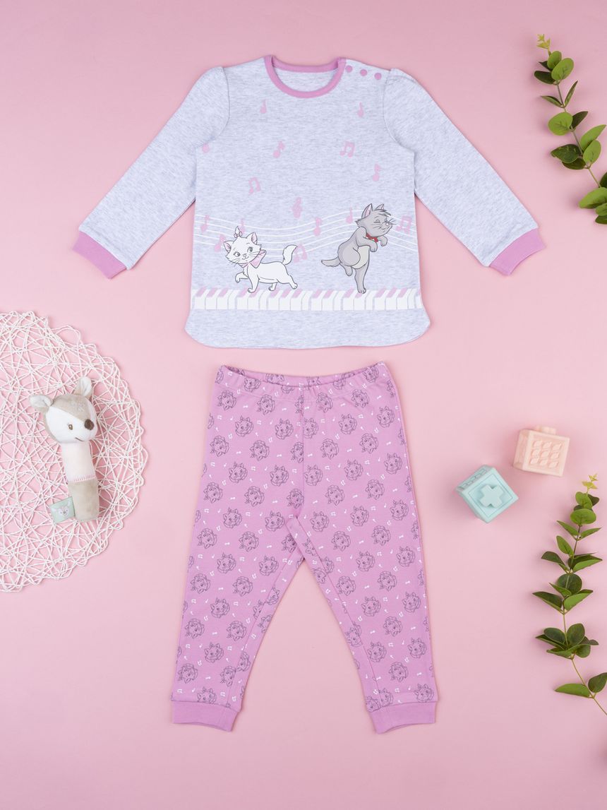 Pigiama bimba grigio/rosa aristogatti