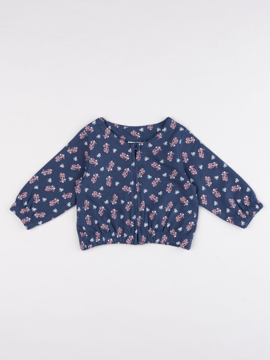 Cardigan garzato bimba blu notte pattern scarpette da ballo