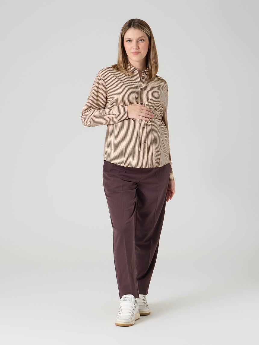 Pantalone premaman gabardina marrone