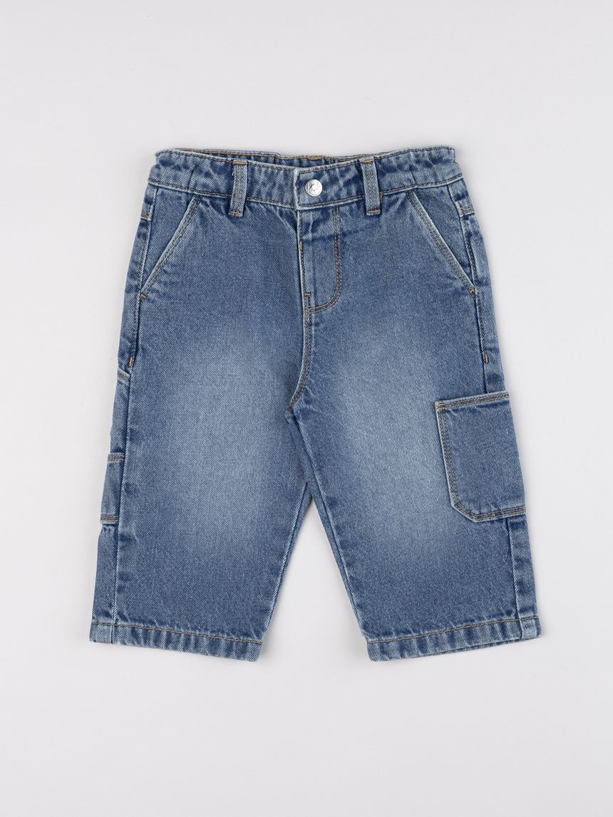 Pantaloni bimbo utility denim medio neonato