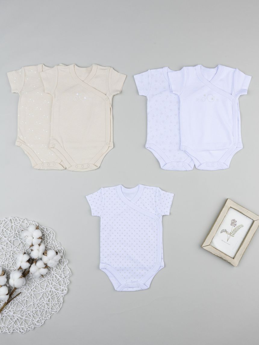 Pack 5 body neonata beige/bianco