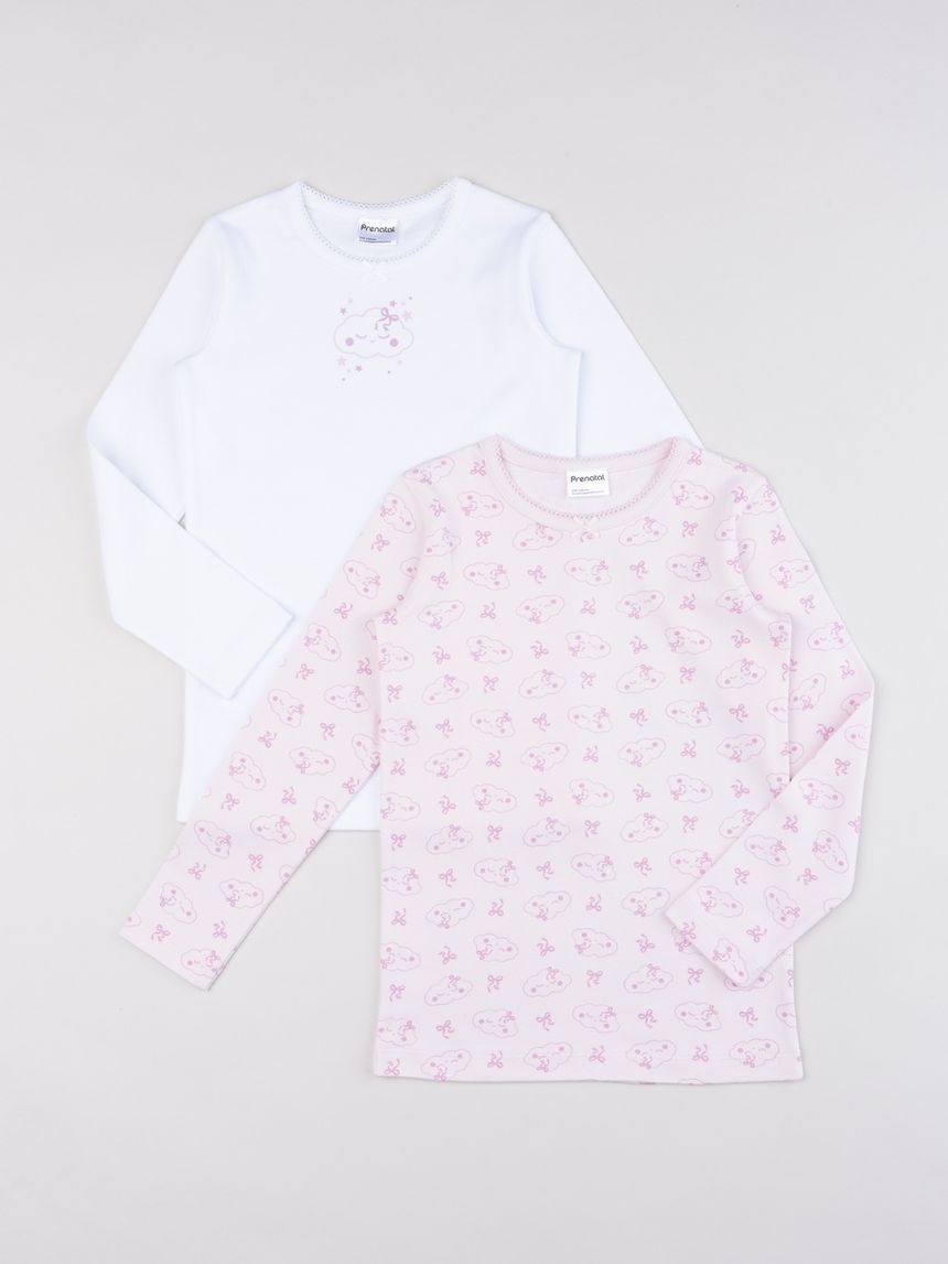 Pack 2 t-shirt intime bambina bianco/rosa