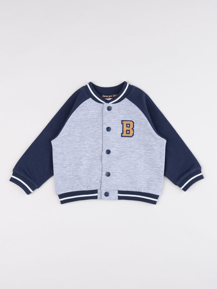 Felpa bimbo baseball grigio/blu