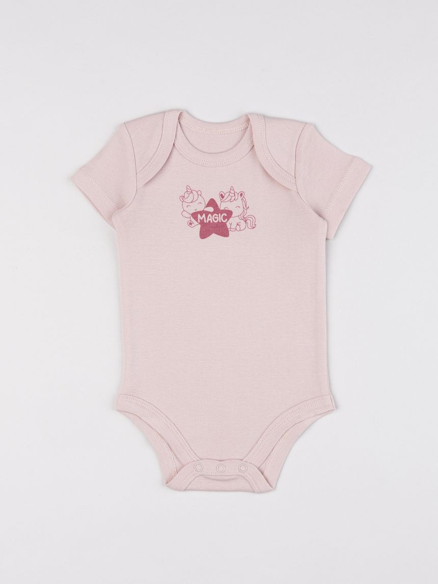 Body mezza manica bimba rosa "unicorni"