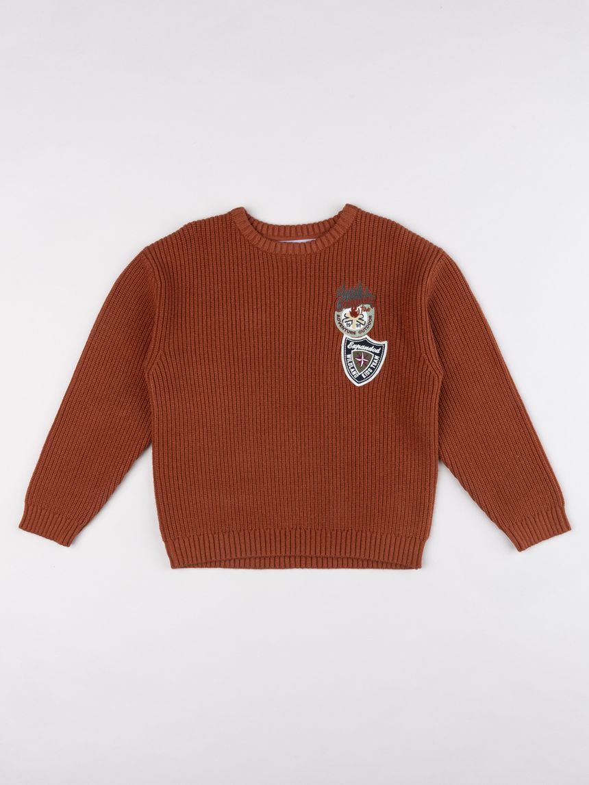 Maglioncino bambino a girocollo ruggine "wildland kids team"