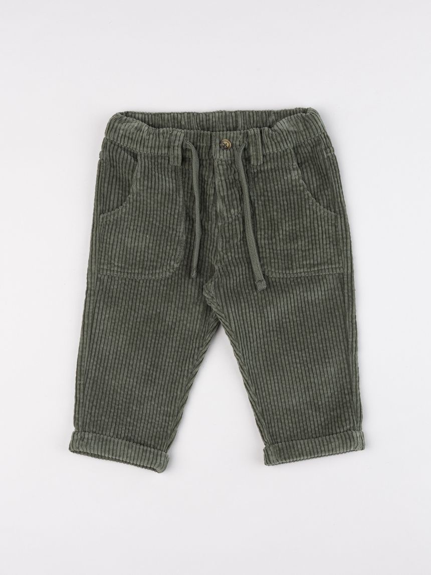Pantaloni in velluto a coste verde bimbo