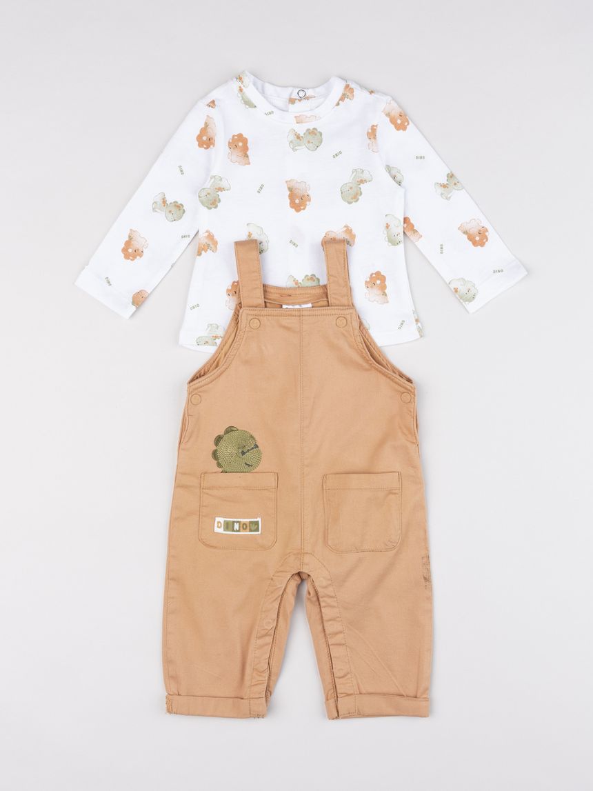 Completo neonato salopette e maglia "baby dino"