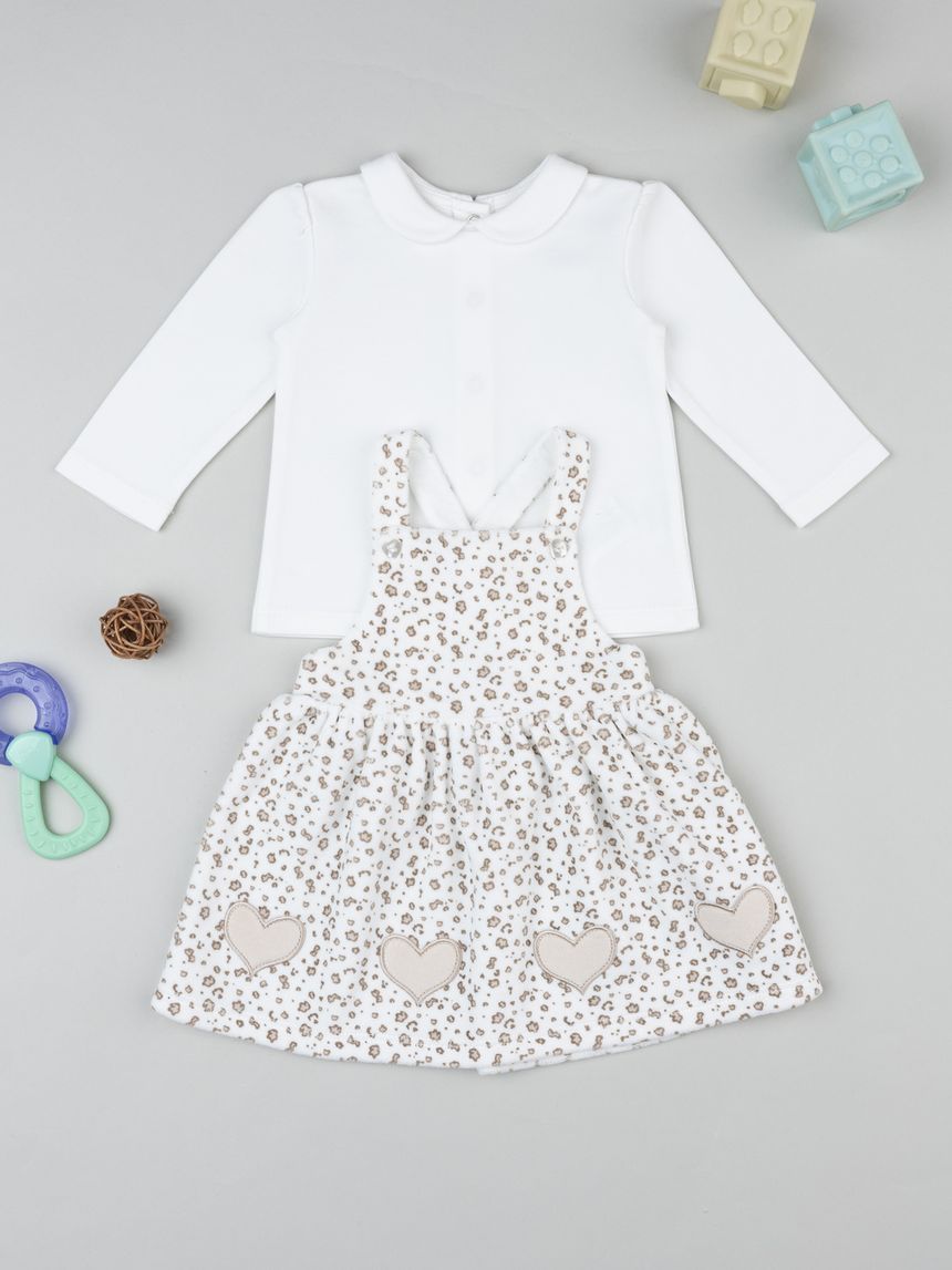 Completo bimba vestito ciniglia allover