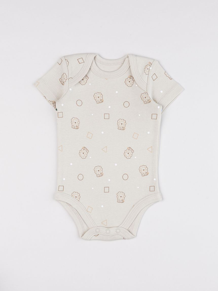 Body bimbo beige stampa allover