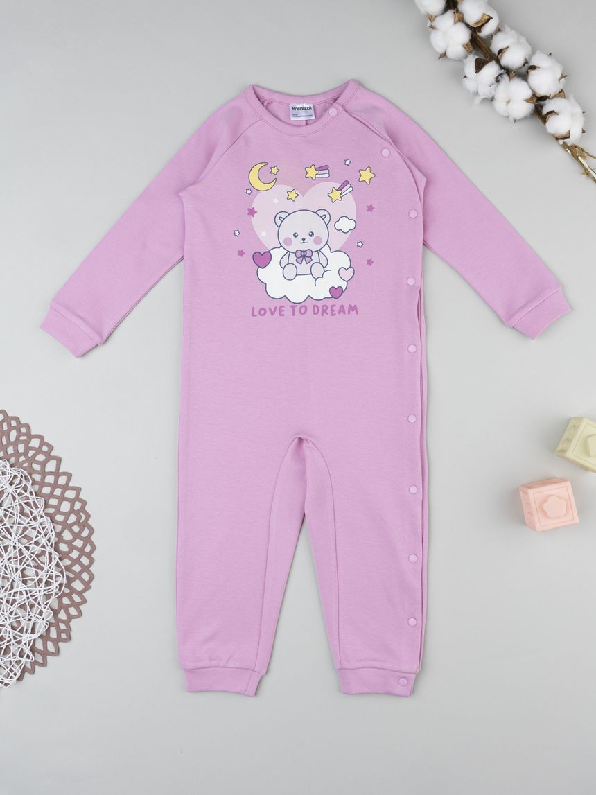 Pigamone leggero bimba orso rosa