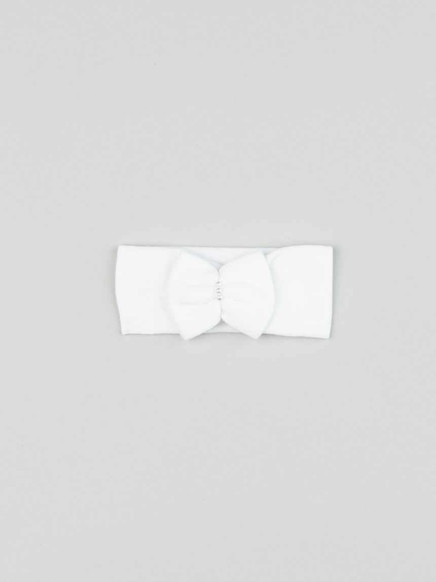Fascia capelli bianca neonata perle