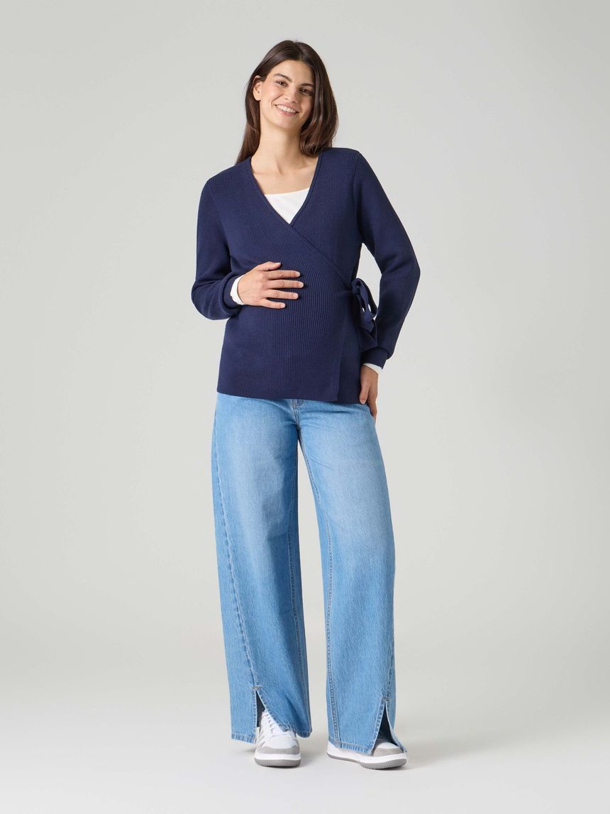 Cardigan premaman con lacci blu scuro
