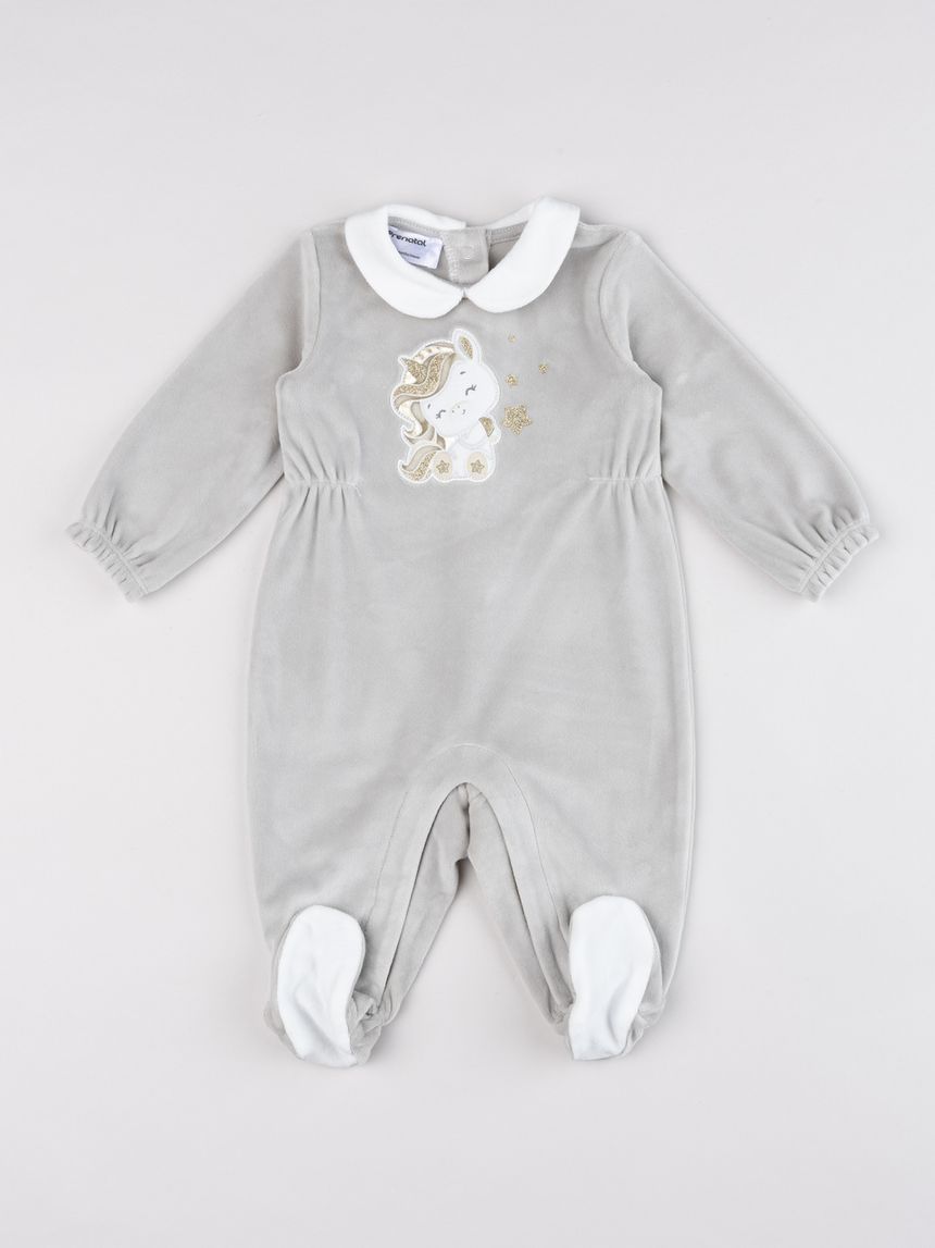 Tutina ciniglia unicorno grigio neonata