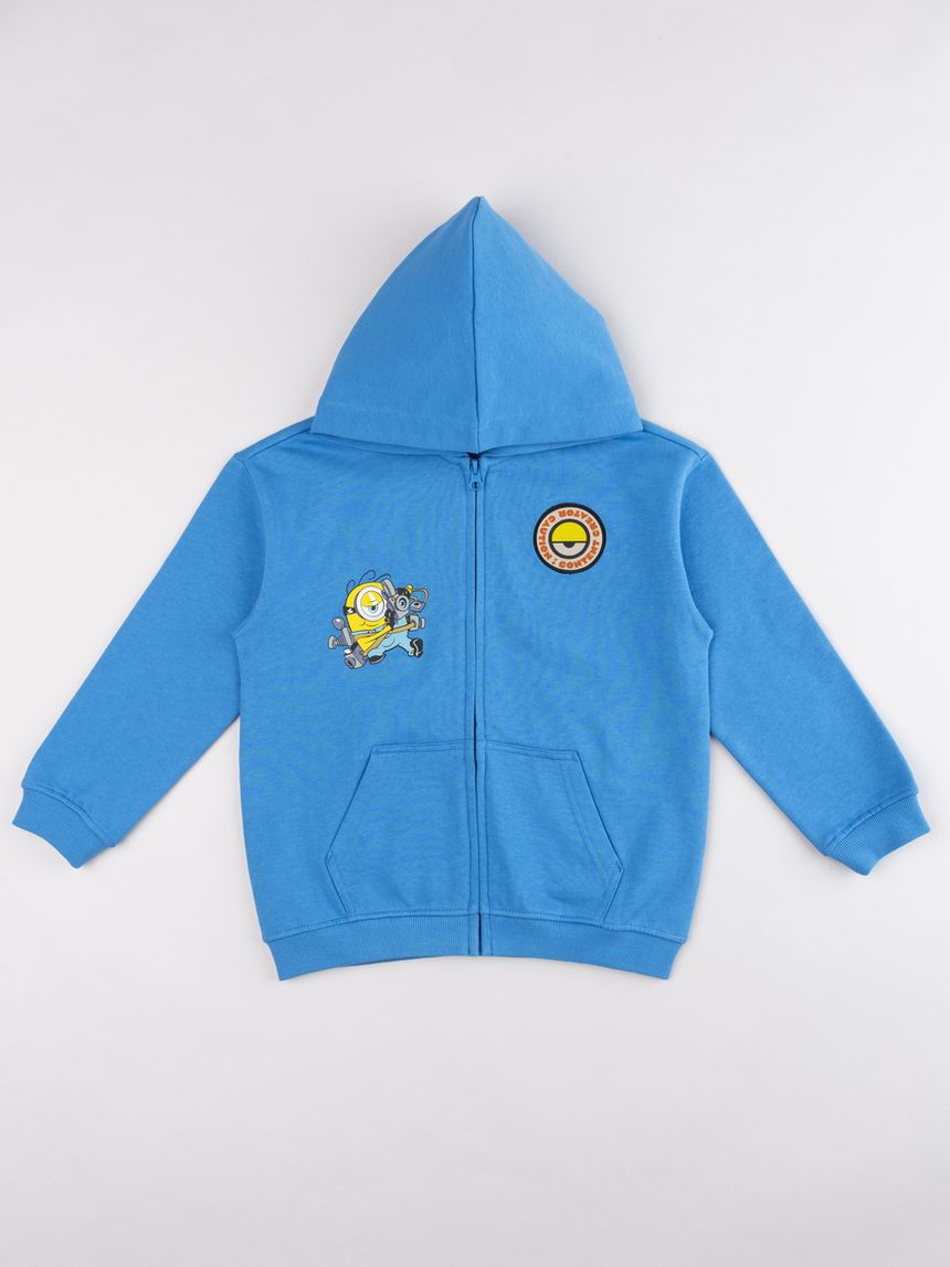 Felpa azzurra con cappuccio e zip bambino minions