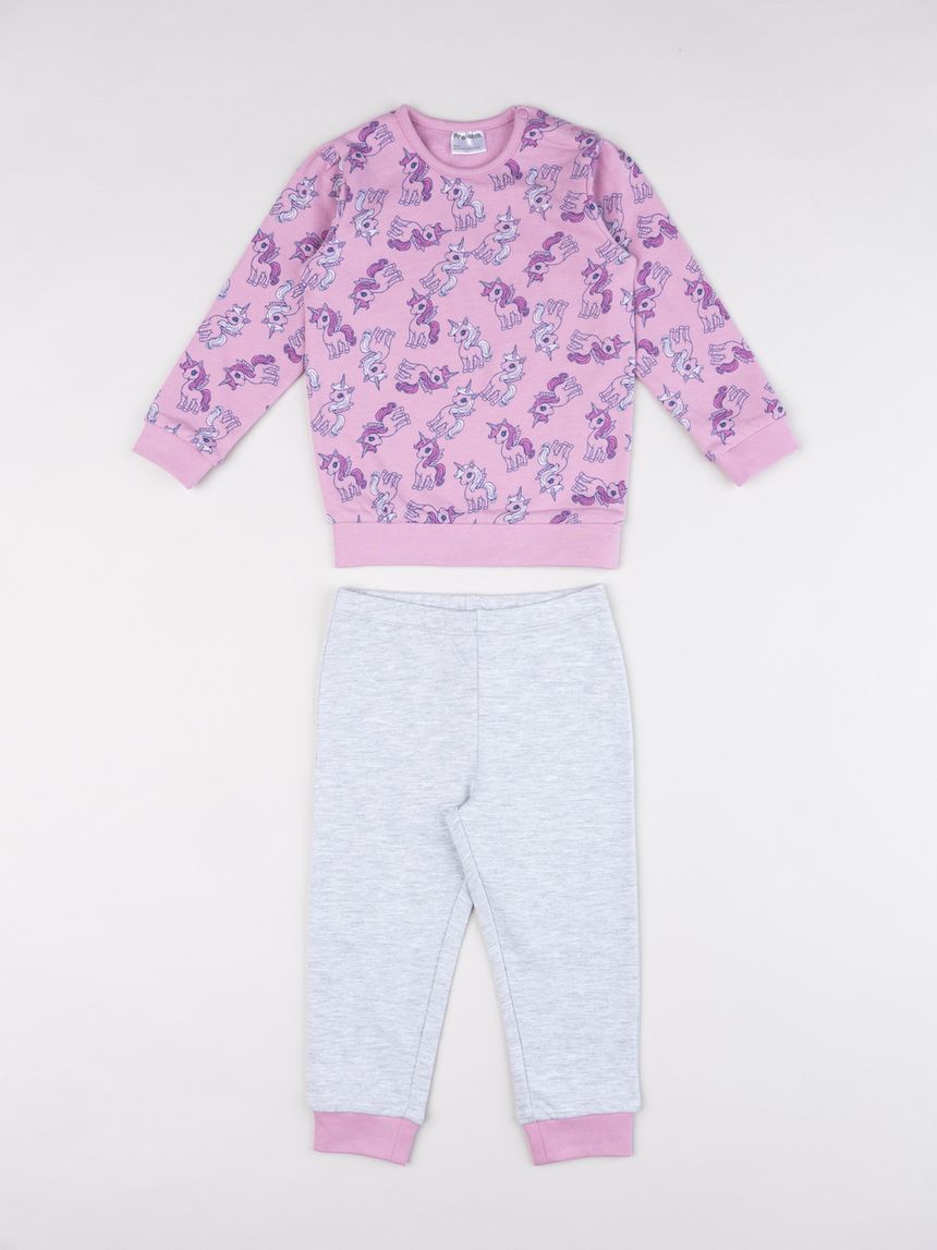 Pigiama bimba rosa unicorni felpato