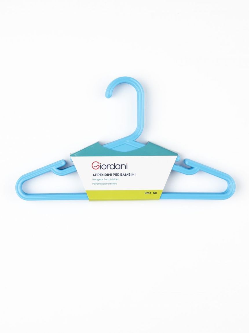 Appendiabiti per bambini in plastica azzurro 6 pezzi - giordani