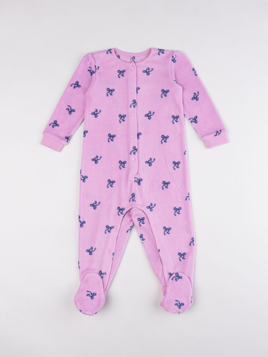 Pigiama intero fiocchi rosa bimba