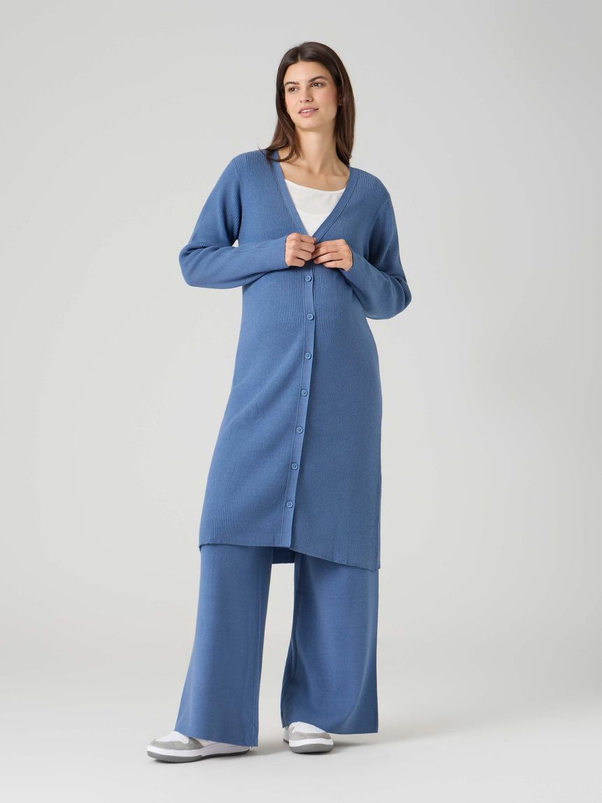 Cardigan tricot soft blue a manica lunga azzurro medio