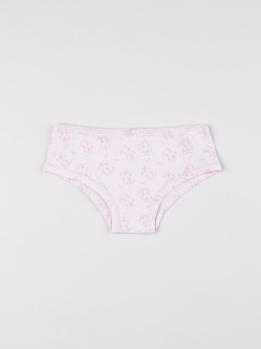 Slip bambina rosa in cotone oeko-tex gatti