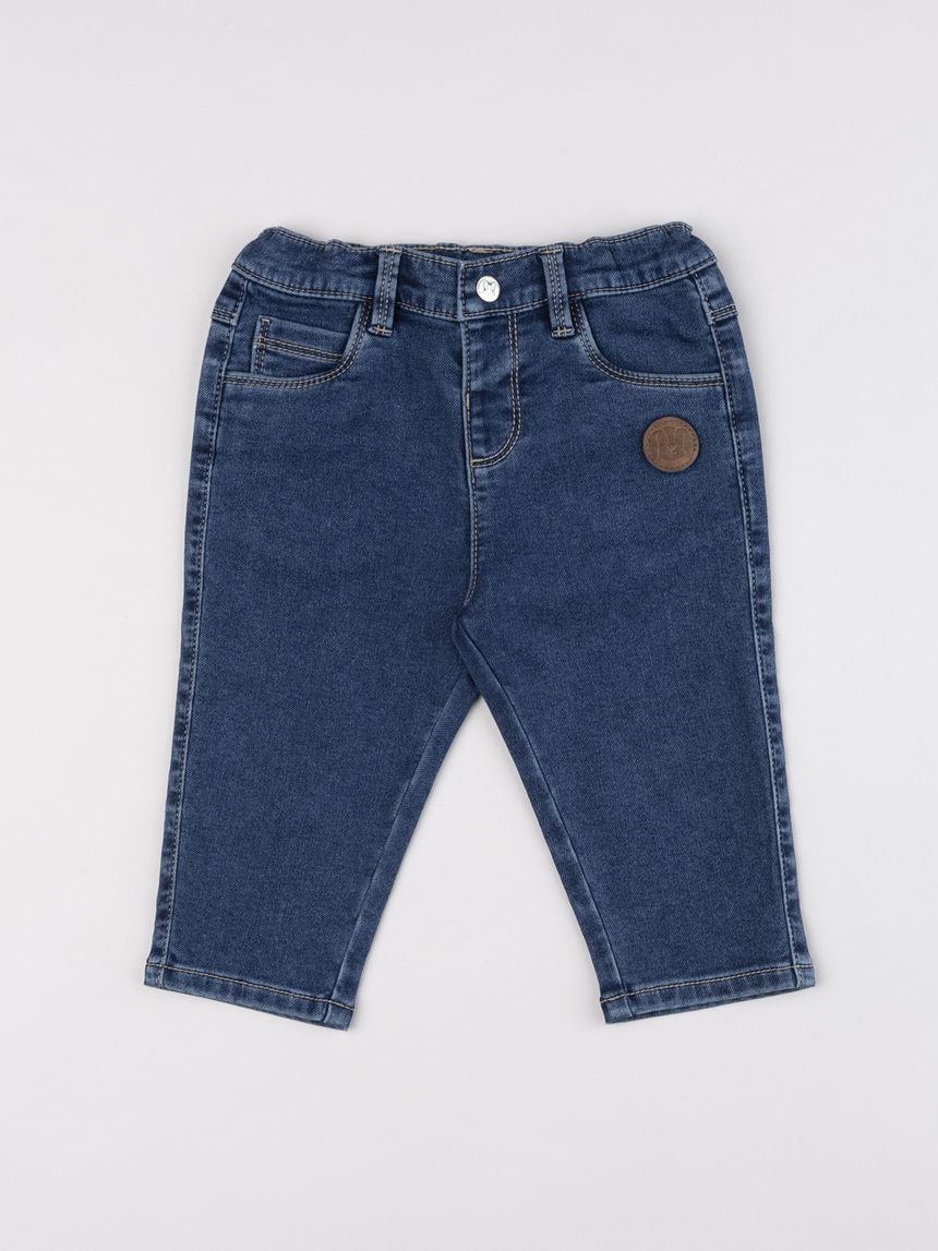 Jeans regular fit denim scuro con patch  bimbo