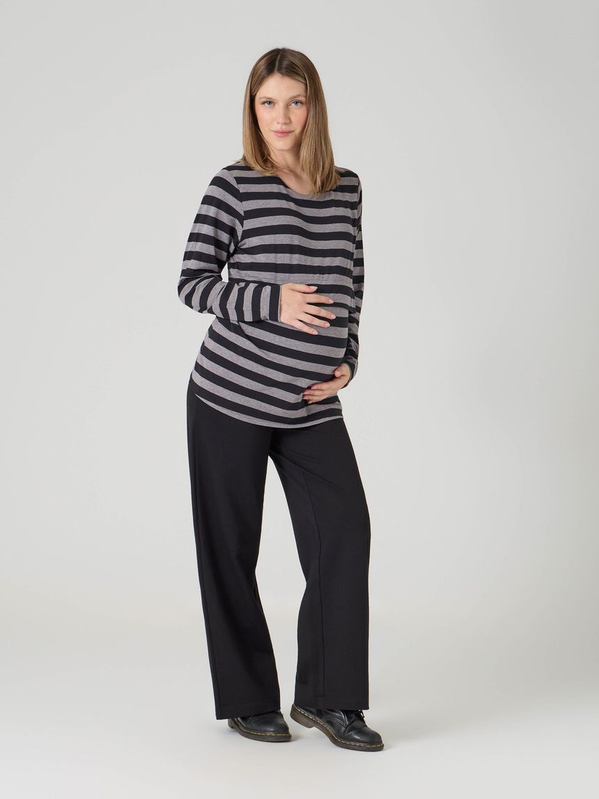 Pantalone premaman ampio con fascia addominale nero