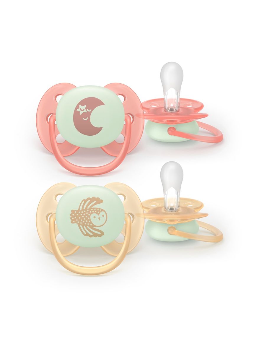 Succhietto ultra soft notte 0-6m cappuccio fluorescente no bpa per pelli sensibili - philips avent