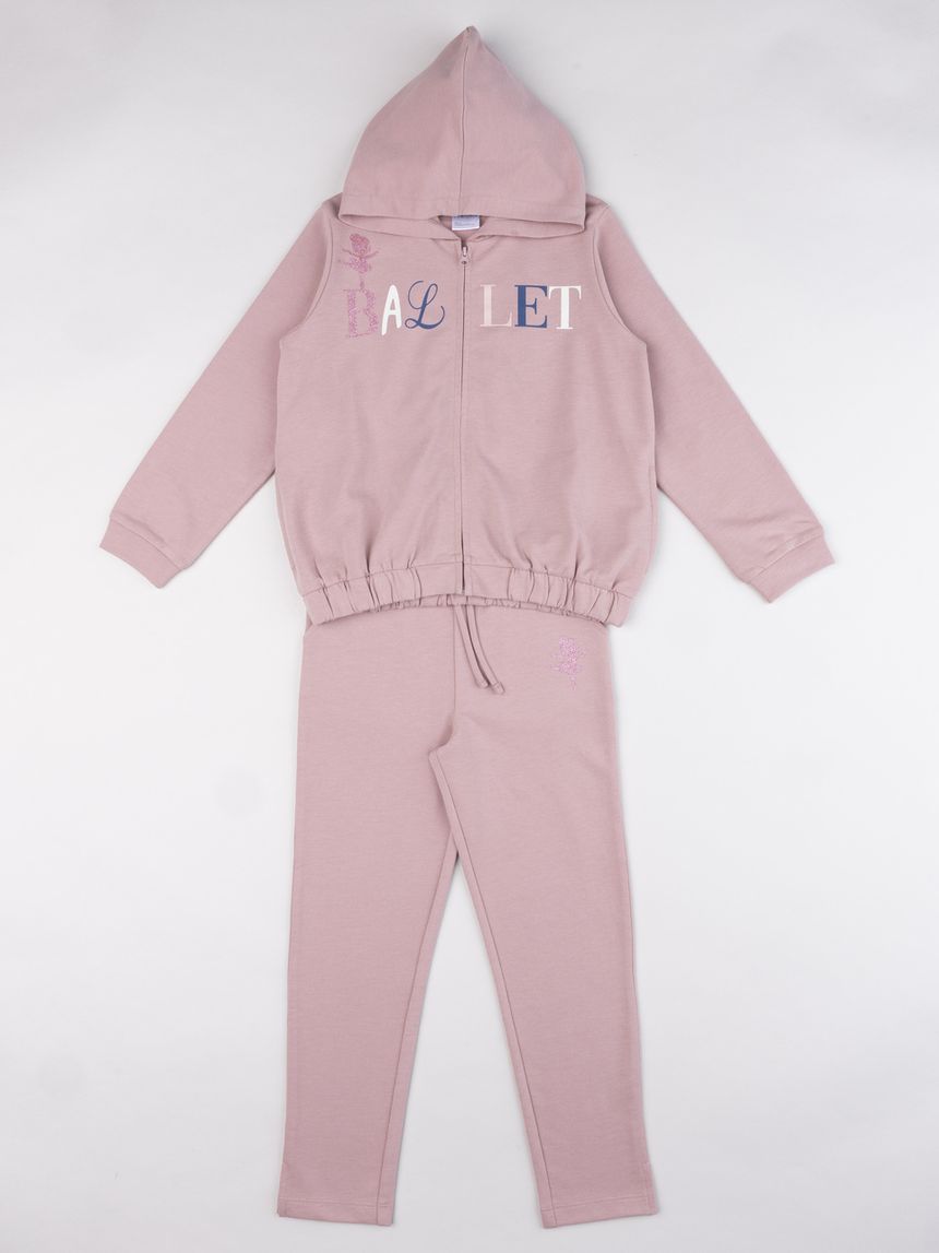 Tuta jogging bimba rosa antico "balletto"