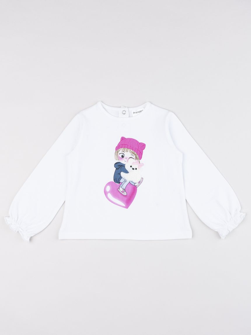 T-shirt bimba bianca stampata