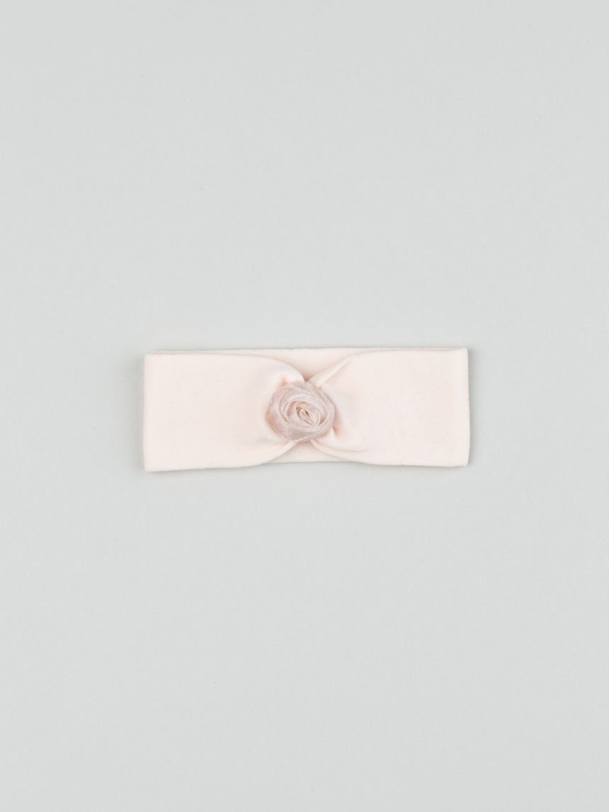 Fascia capelli neonata rosa fuore in organza