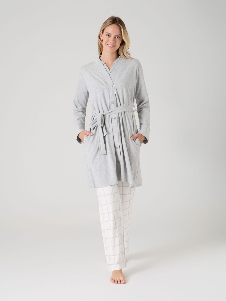 Vestaglia premaman soft grey grigio chiaro melange
