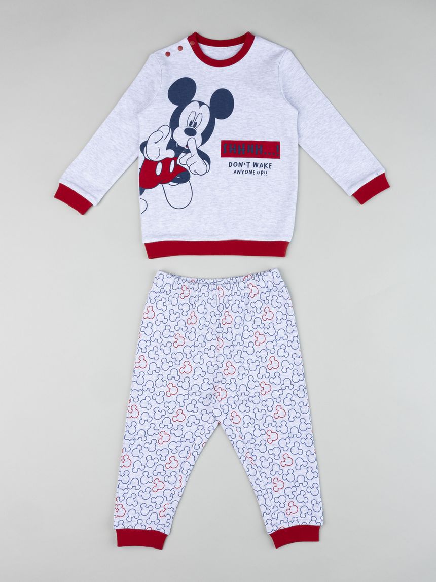 Pigiama lungo due pezzi bimbo grigio "mickey mouse"
