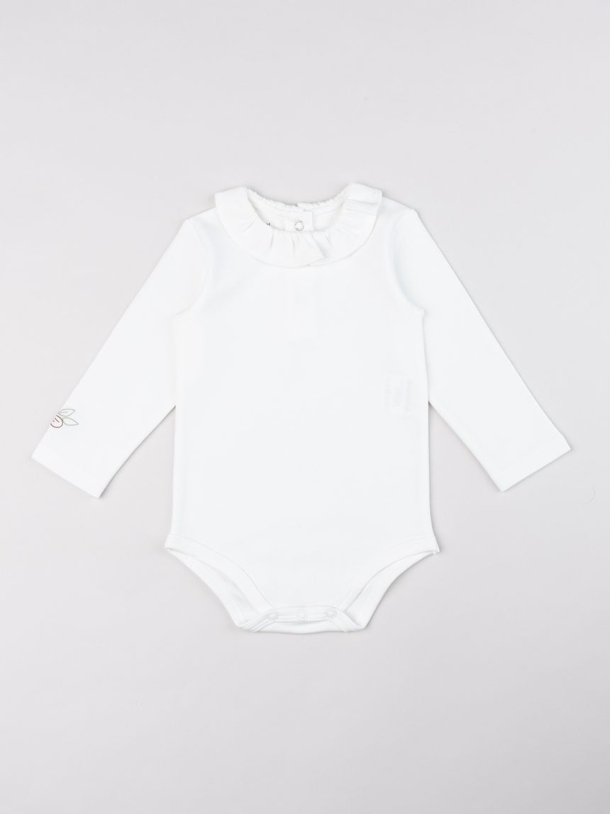 Body bimba bianco collo scialle