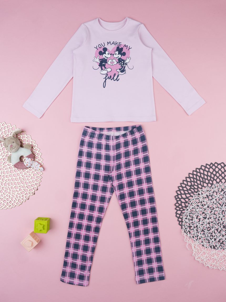 Pigiama lungo bambina rosa minnie