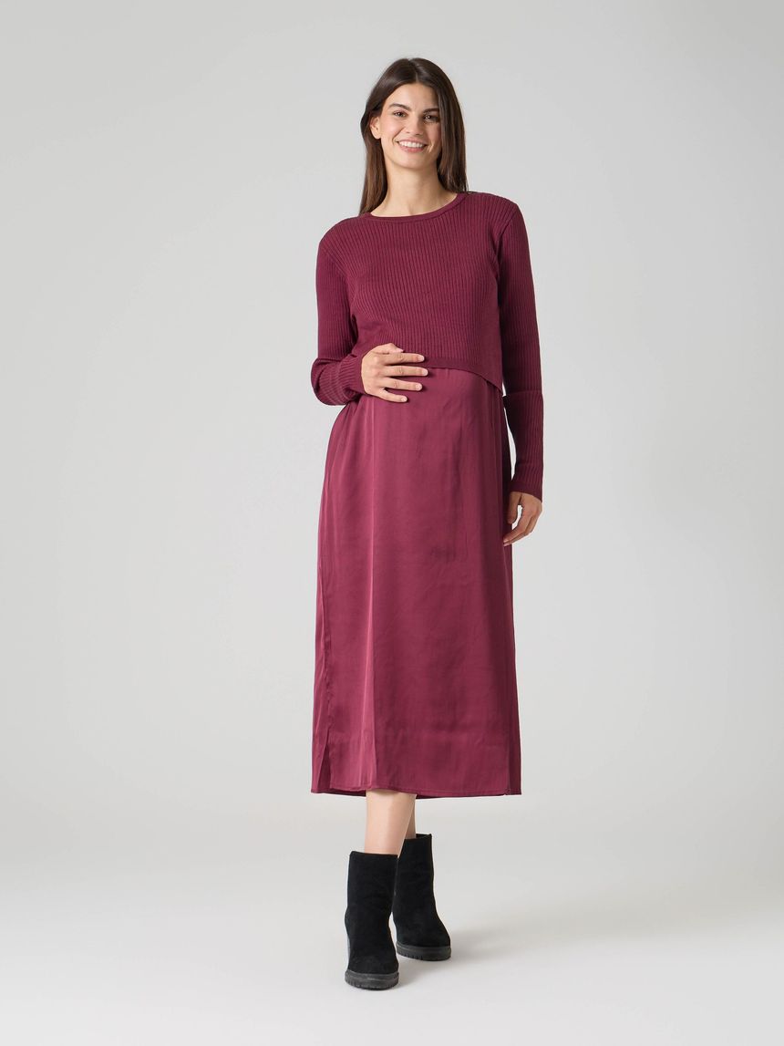 Completo aito allattamento e maglione bordeaux