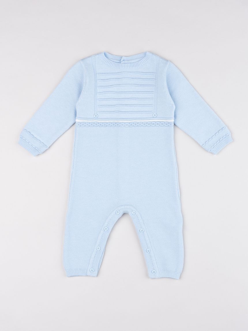 Tutina tricot da neonato celeste in maglieria morbida