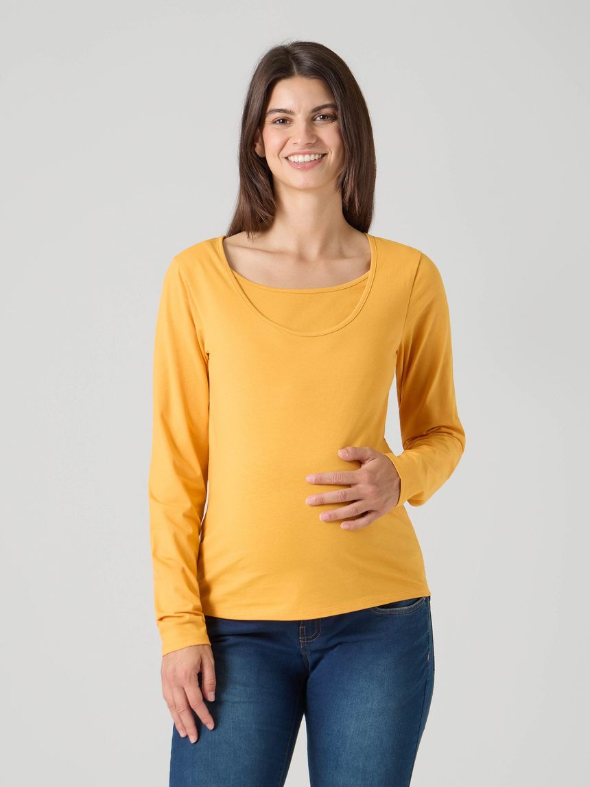 T-shirt allattamento a maniche lunghe giallo