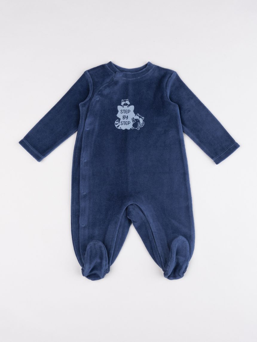 Tutina intera neonato blu navy orsetto lavatore