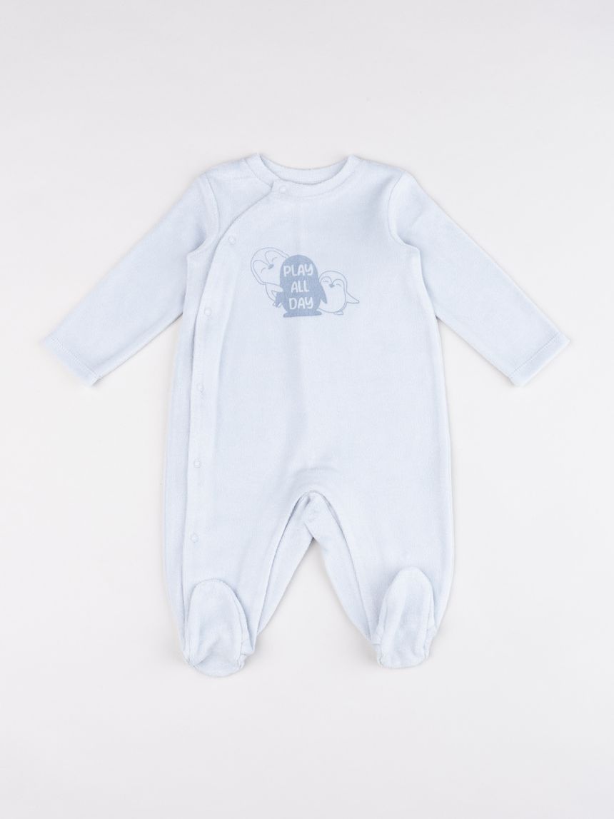 Tutina neonato azzurra stampa pinguini