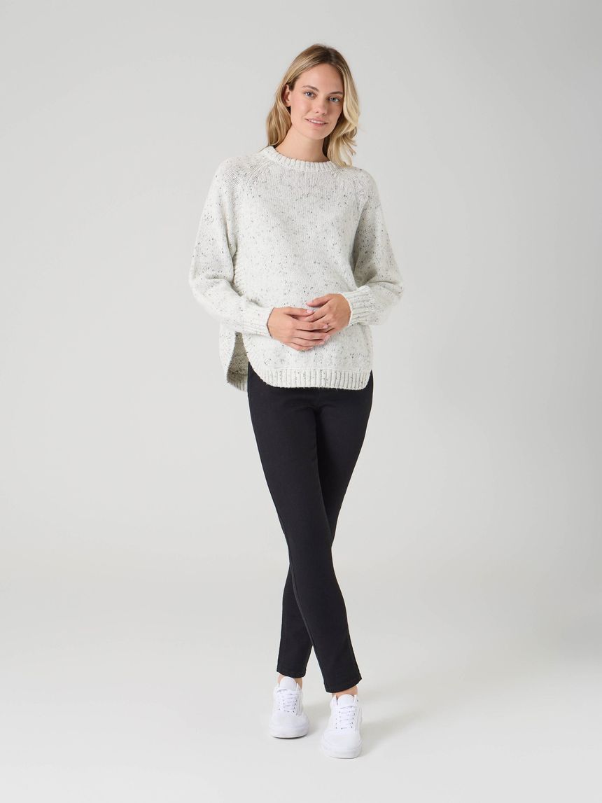 Maglione premaman a manica lunga grigio chiaro melange