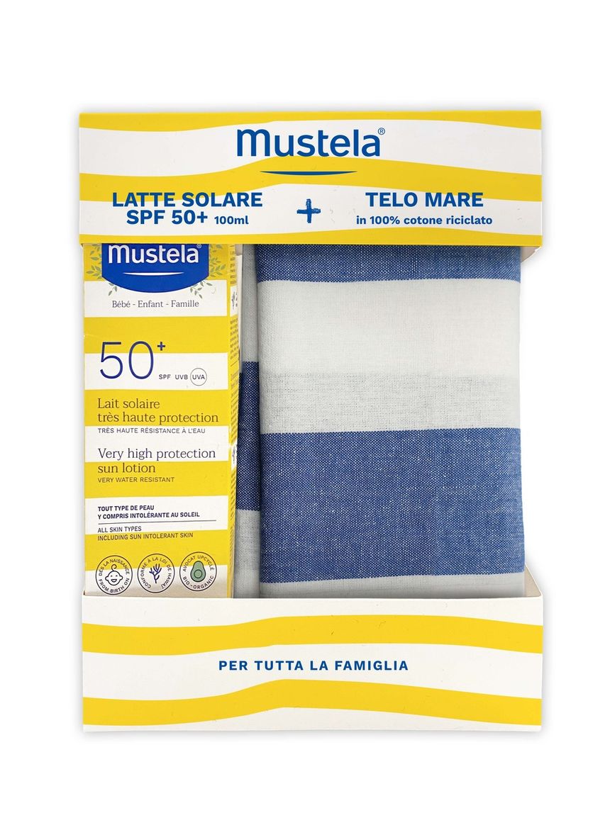 Cofanetto telo mare + latte solare 100ml - mustela