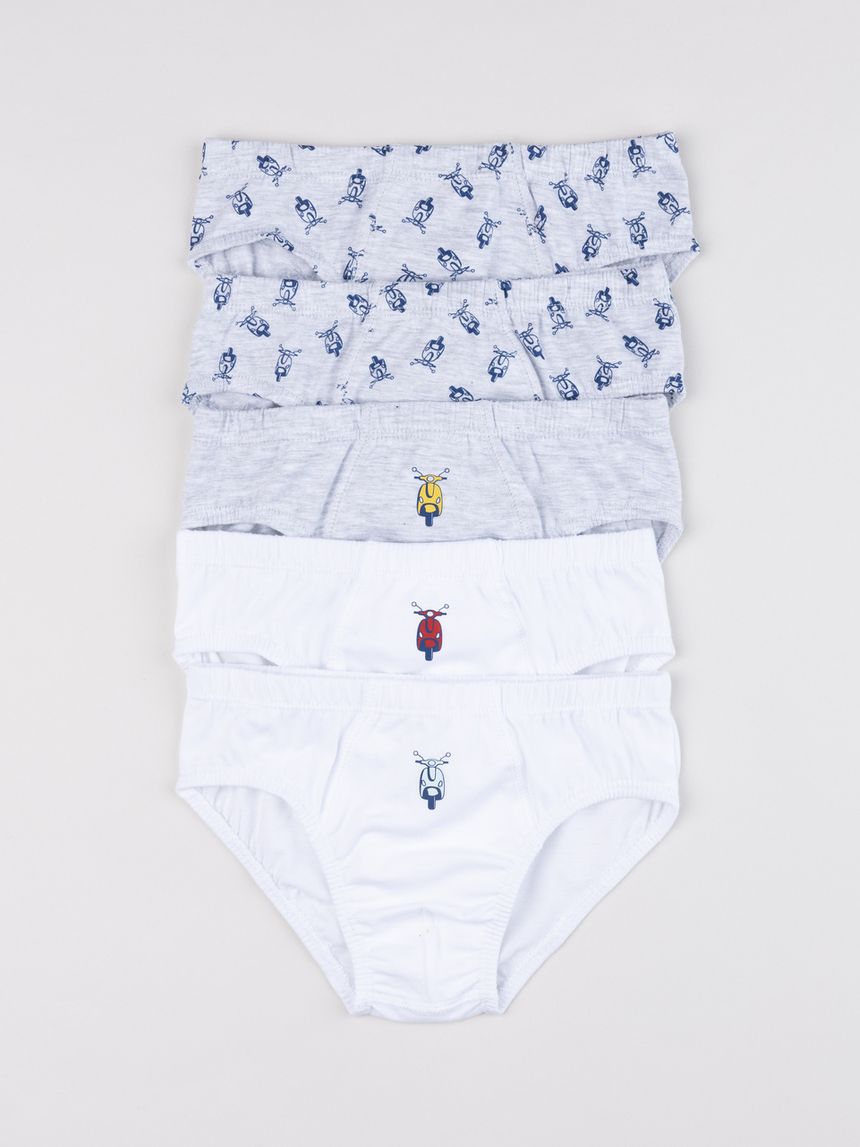 Set 5 slip bambino "moto" cotone oeko-tex