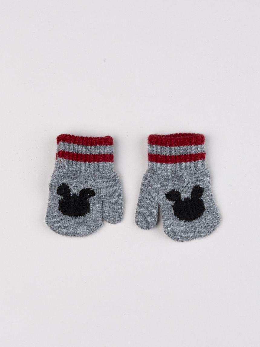 Muffole bimbo in maglia grigia con profilo mickey mouse