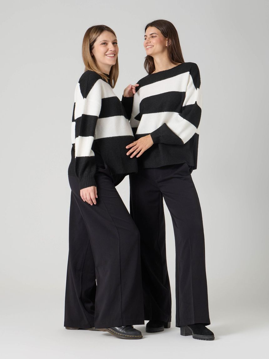 Pantalone premaman pantapalazzo fascia addominale nero