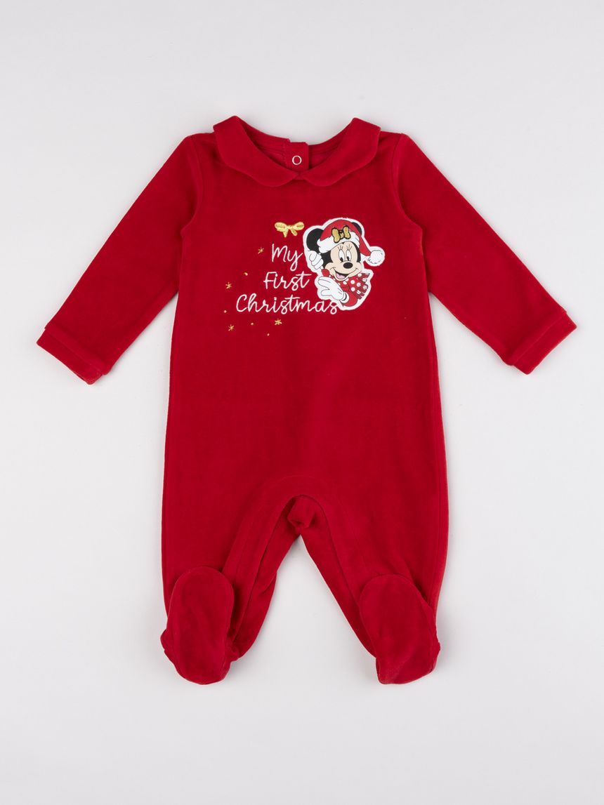 Tutina ciniglia minnie my first christmas rossa bimba