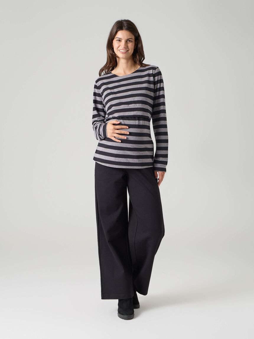 T-shirt allattamento a righe nero