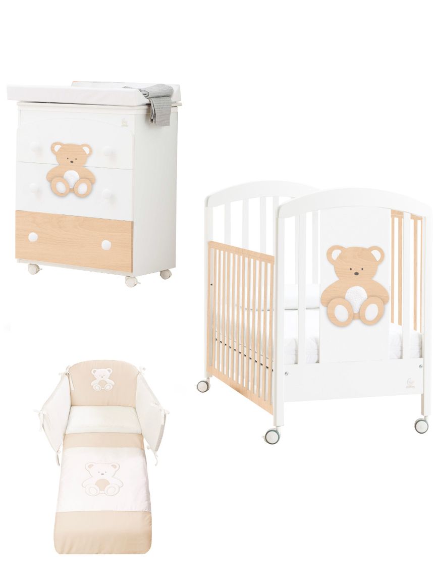 Set 3 pz. peluche nature -letto+bagnetto+piumone - italbaby