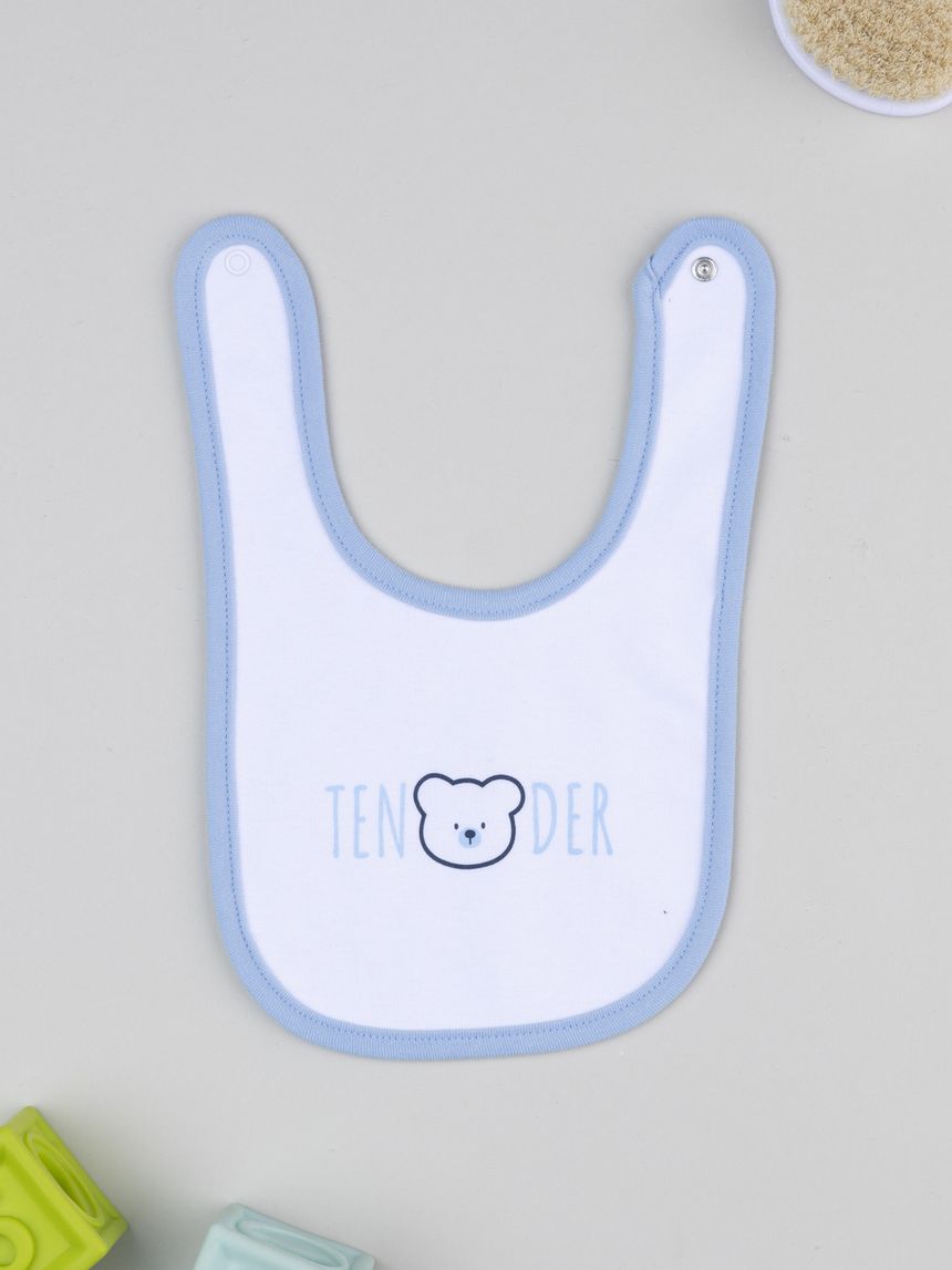 Bavaglino neonato azzurro orso