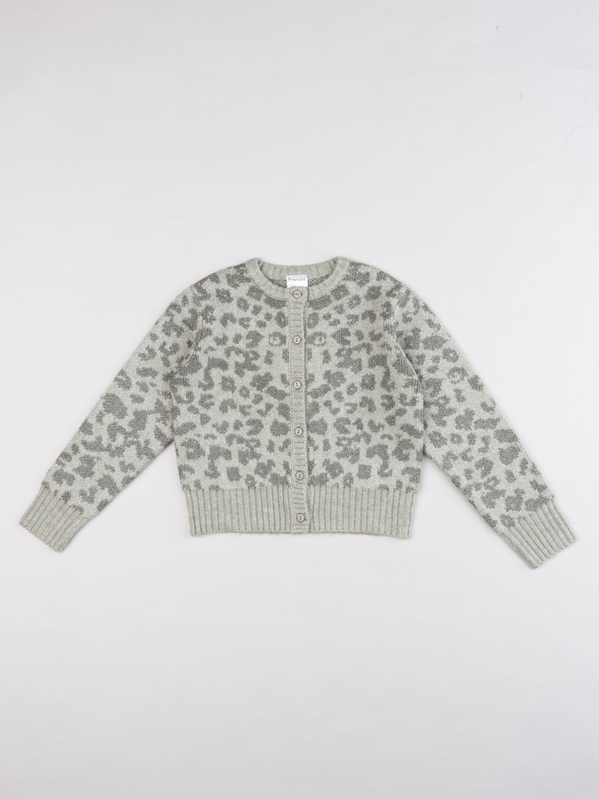 Cardigan maculato verde bambina