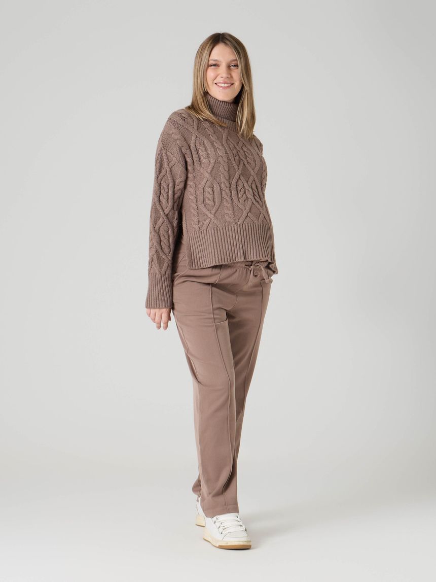 Pantaloni premaman eleganti con coulisse marrone